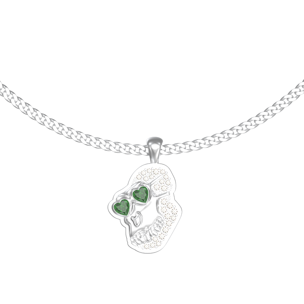 APES IN LOVE NECKLACE ICONIC EMERALD PAVE