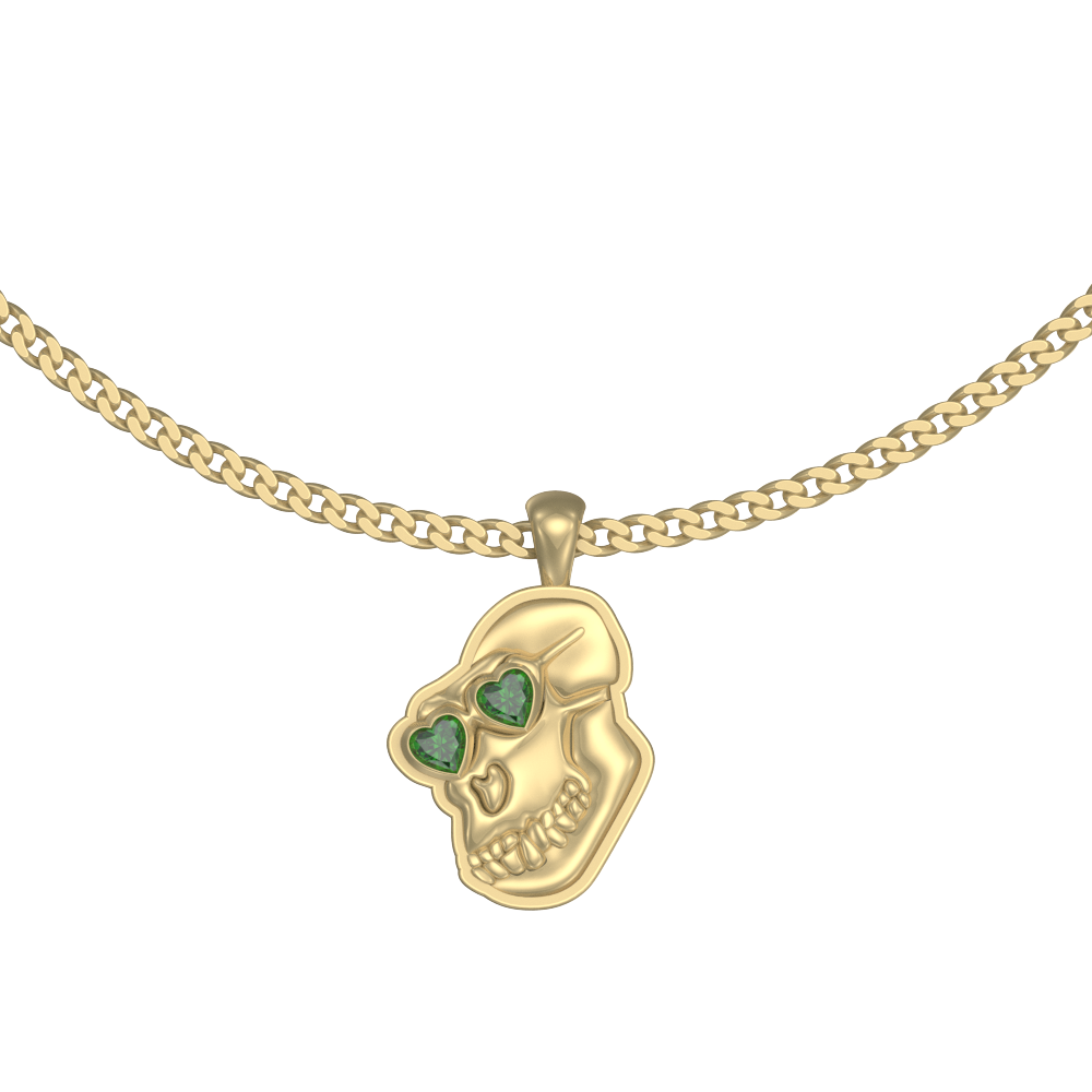 APES IN LOVE NECKLACE EMERALD