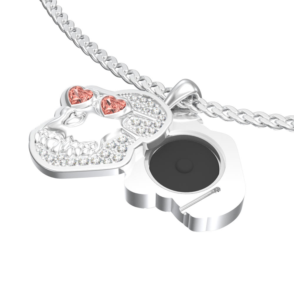 APES IN LOVE NECKLACE ICONIC PINK SAPPHIRE PAVE