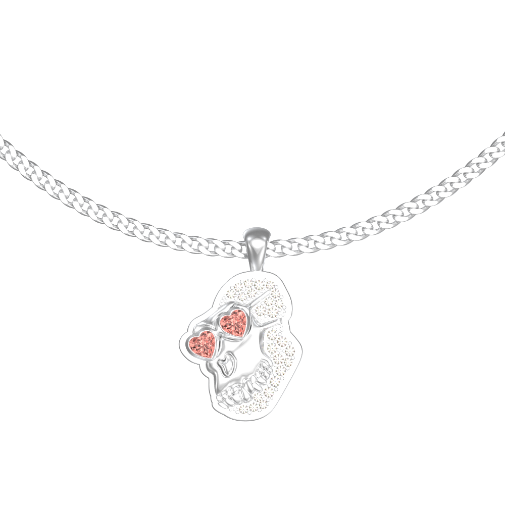 APES IN LOVE NECKLACE ICONIC PINK SAPPHIRE PAVE