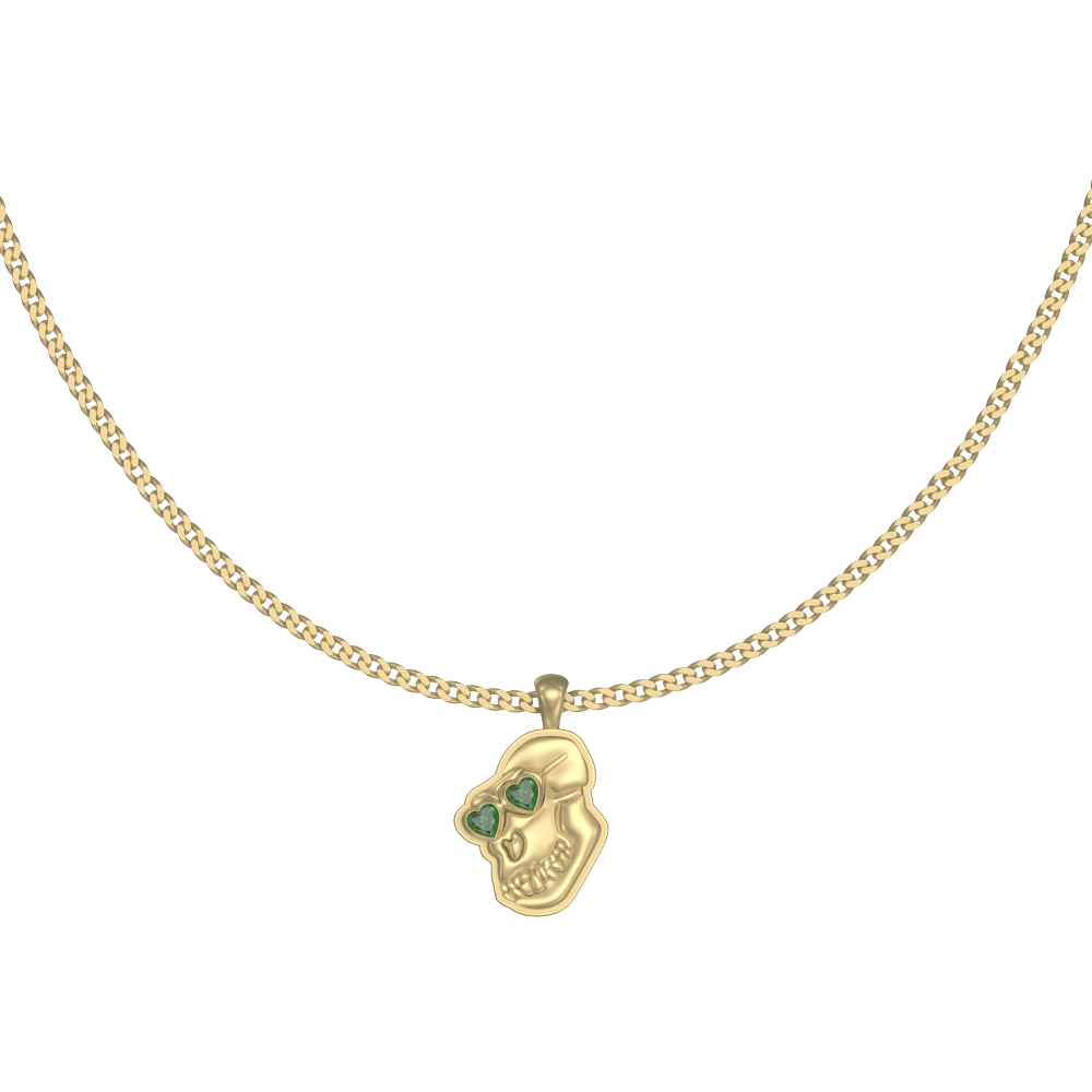 APES IN LOVE NECKLACE EMERALD