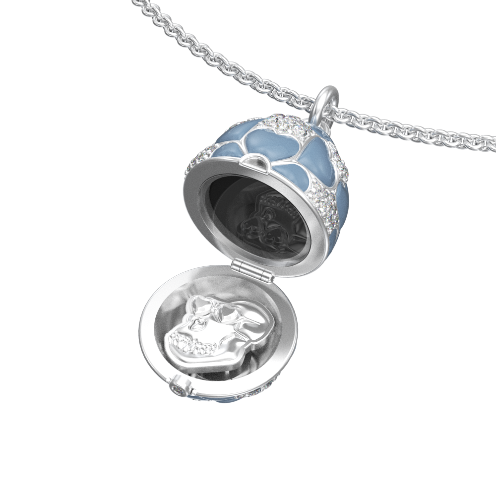 APES IN CAPSULE NECKLACE BLUE DIAMOND PAVE LOBAYCN63