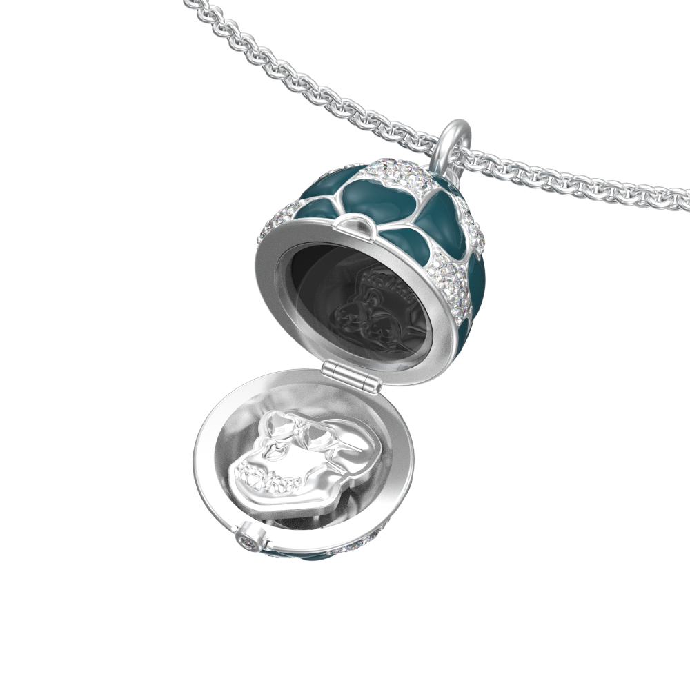 APES IN CAPSULE NECKLACE GREEN DIAMOND PAVE