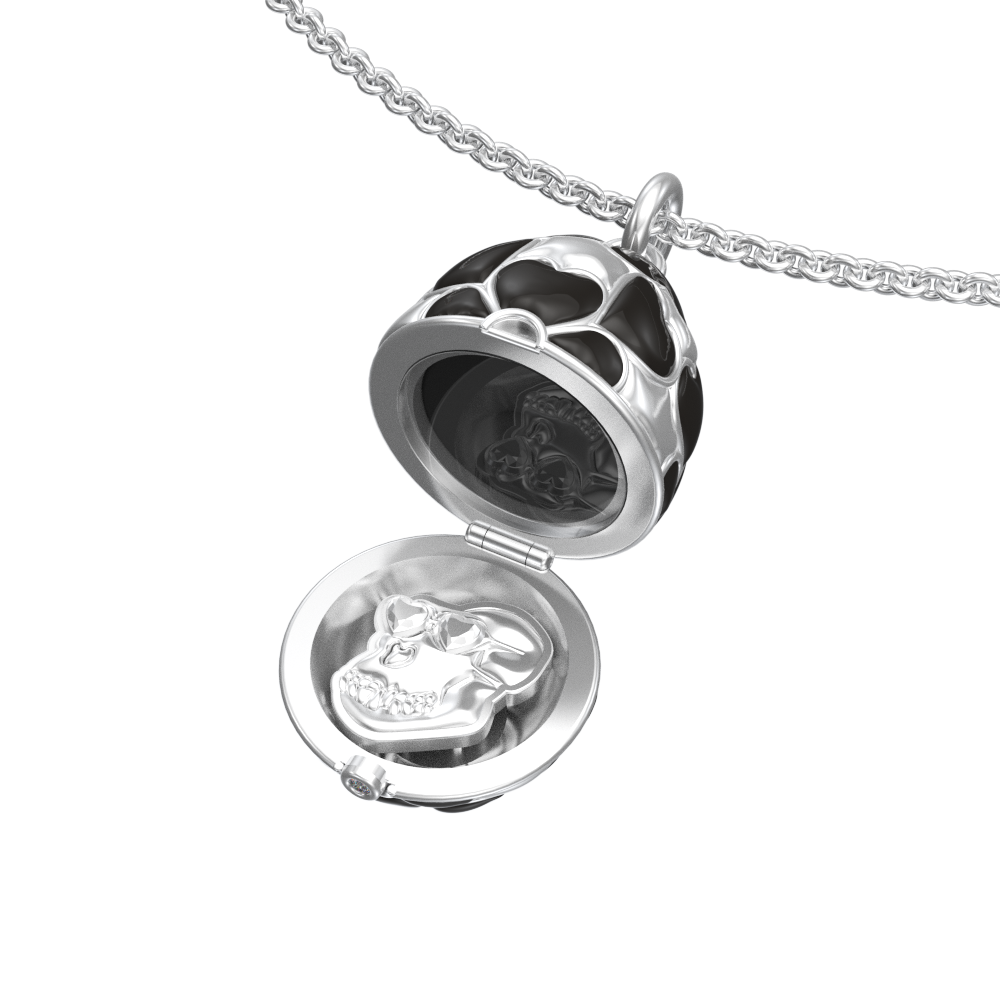 APES IN CAPSULE NECKLACE BLACK DIAMOND PAVE