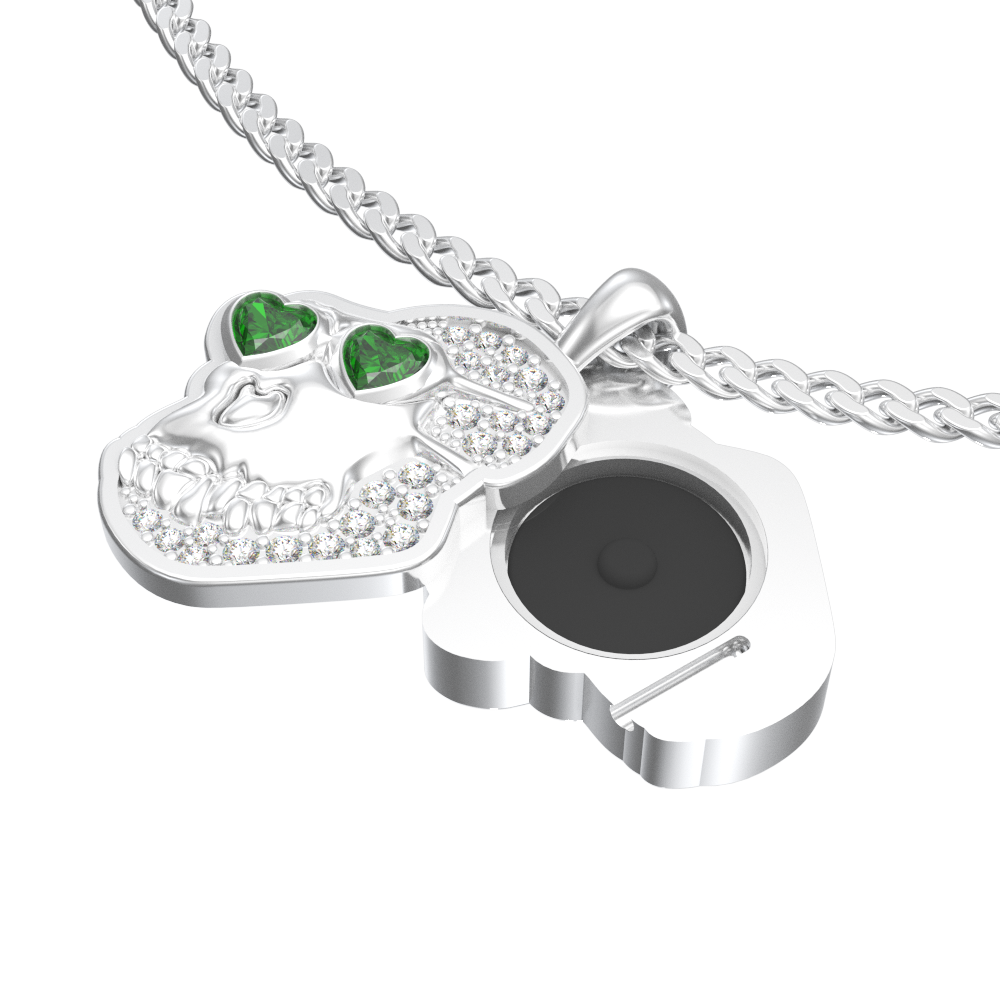 APES IN LOVE NECKLACE ICONIC EMERALD PAVE