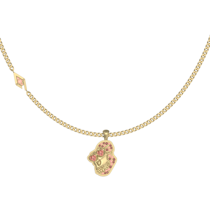 APES IN LOVE NECKLACE ICONIC PINK SAPPHIRE PAVE