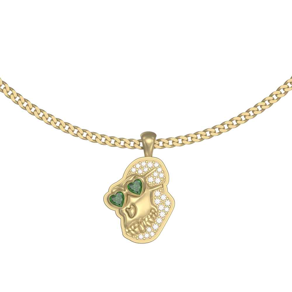 APES IN LOVE NECKLACE ICONIC EMERALD PAVE